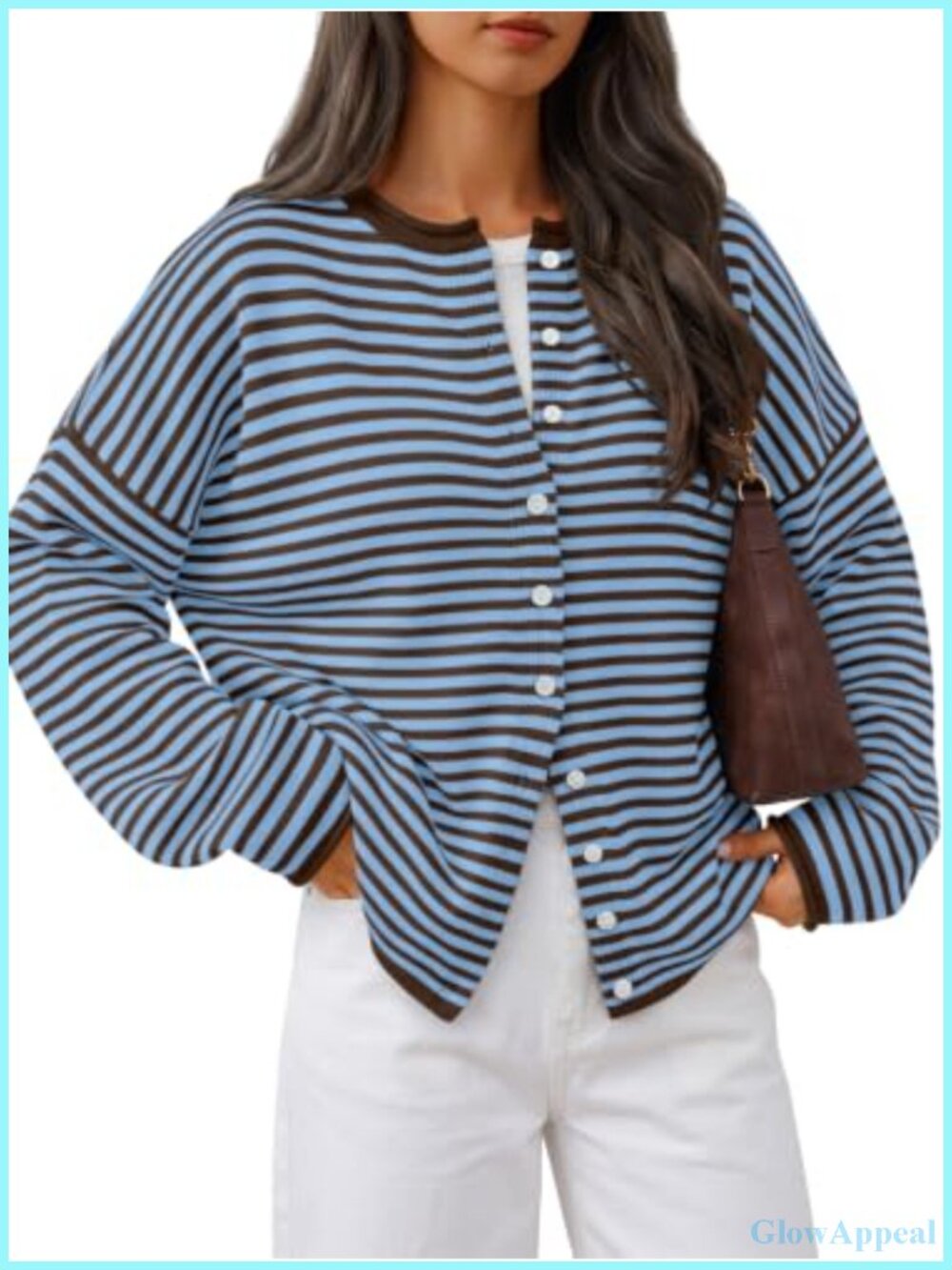 Striped Oversized Cardigan Lightweight Knit Fall Fashion Women's Long Sleeve